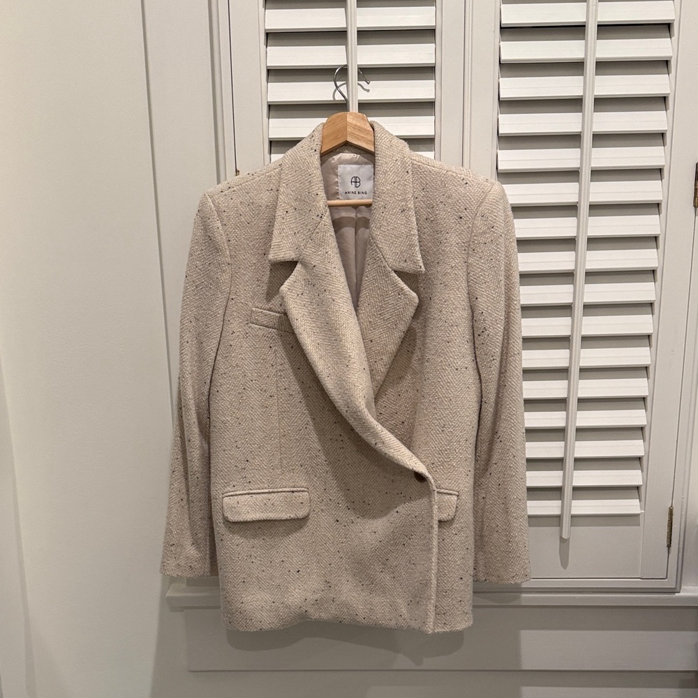 Anine Bing Textured Cream Blazer
